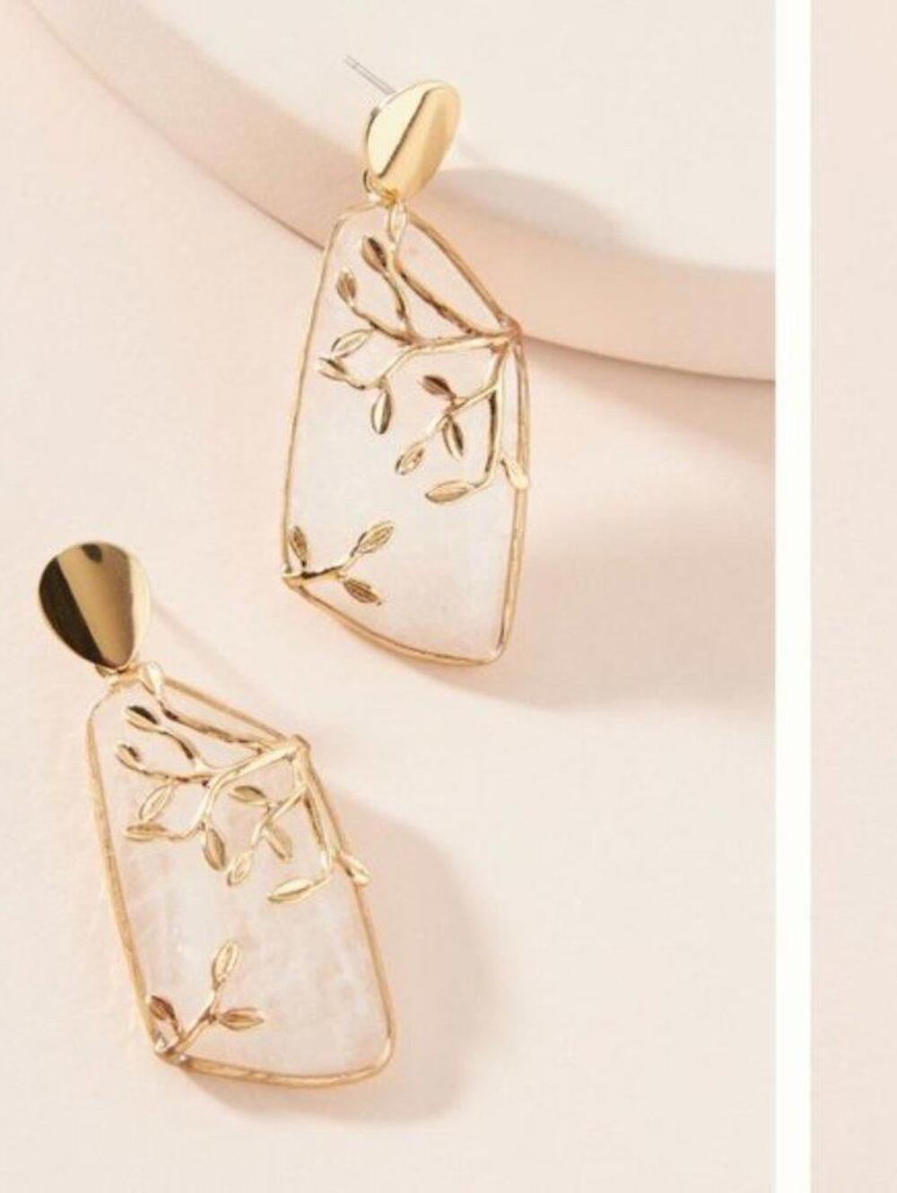 Anthropologie Nori Drop Earrings Clear Quartz